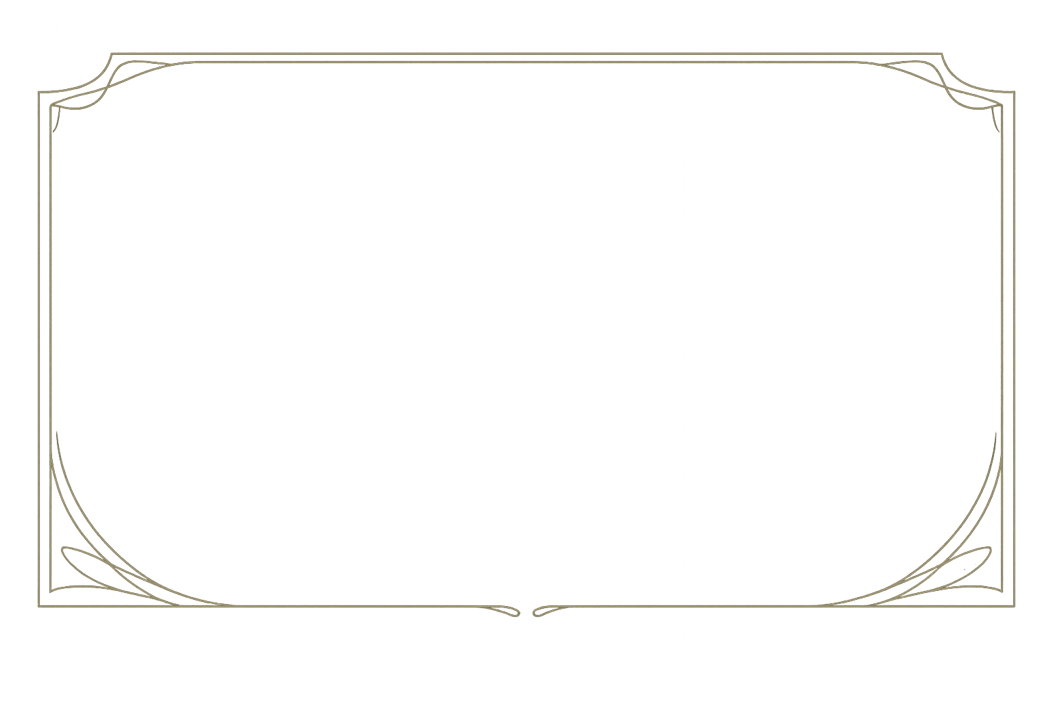 A rectangular, ornate border with simple, curved decorative lines in each corner on a plain white background. , The Goose Crown Inn