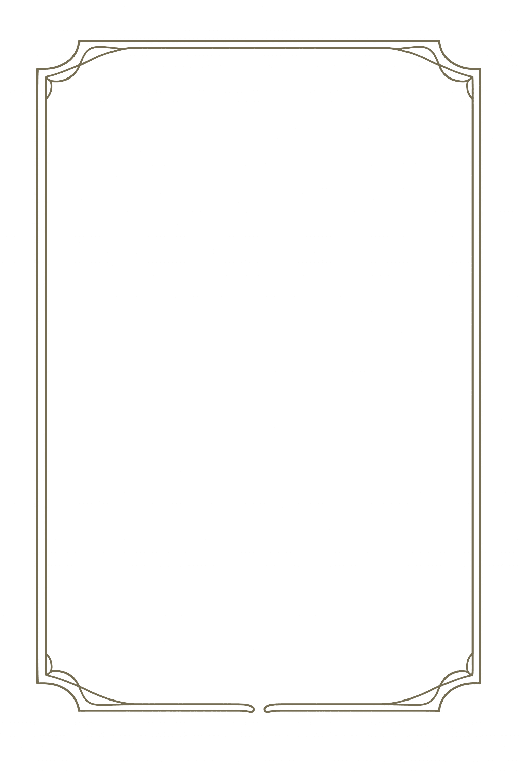 A simple, rectangular decorative border with curved lines in each corner on a plain white background. , The Goose Crown Inn