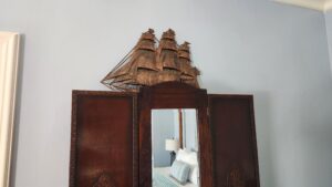 Nautical decor in the romantic Lighthouse room at the Goose Crown Inn
